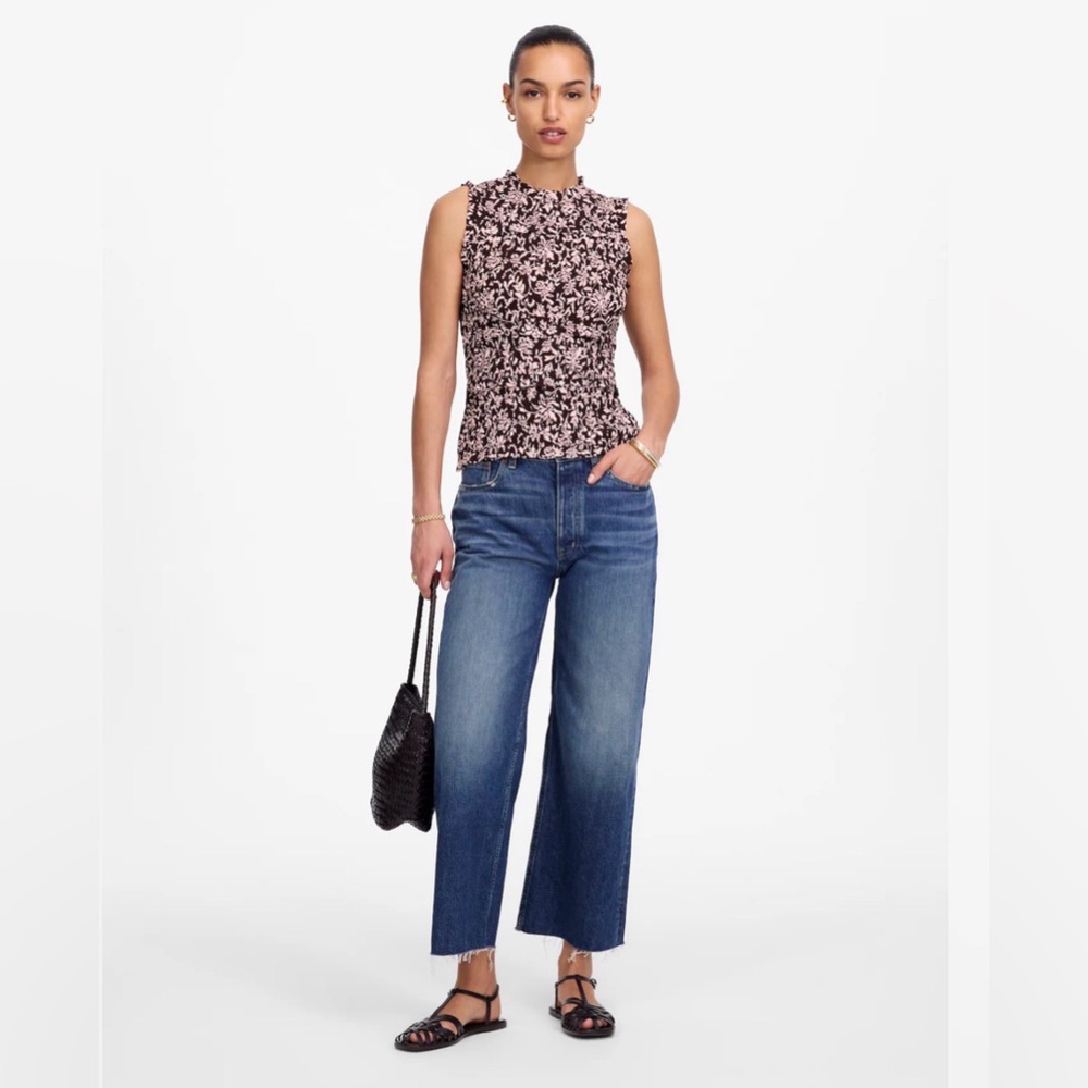 NWT Madewell Ruffled Smocked Top in Floral